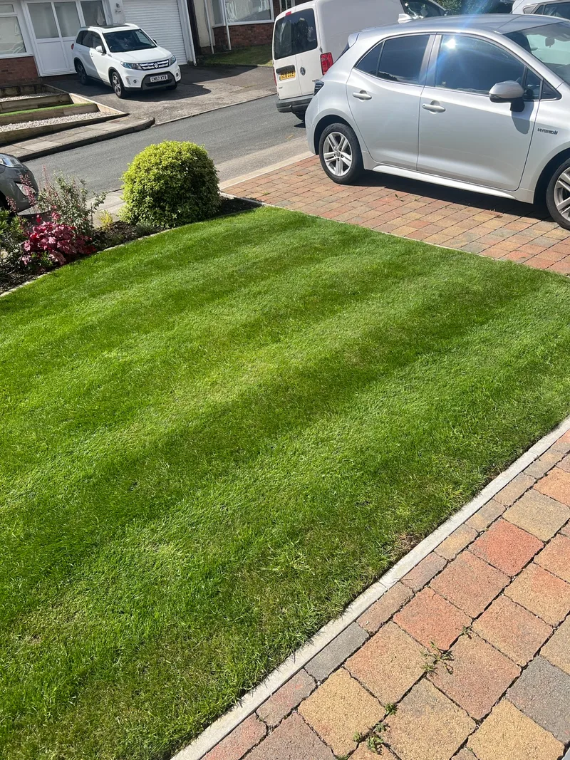 Lawn mowing — striped finish